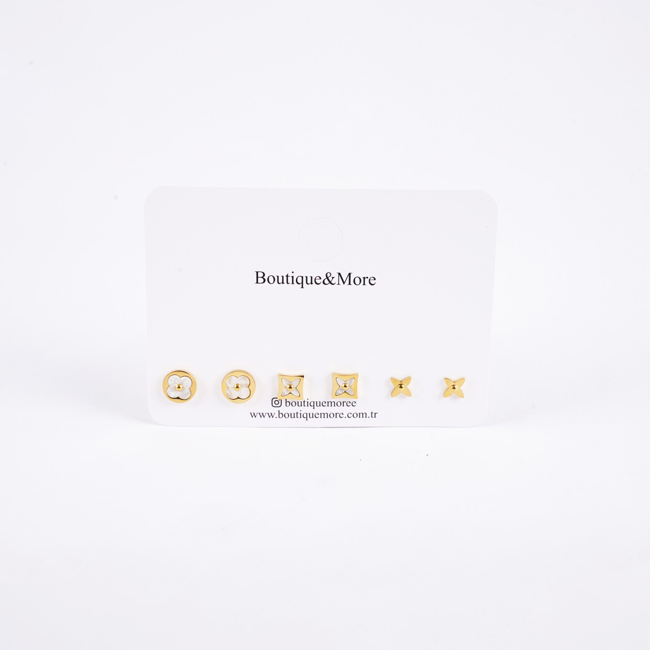 Altın Kaplama Çelik Çiçek Küpe Seti - 