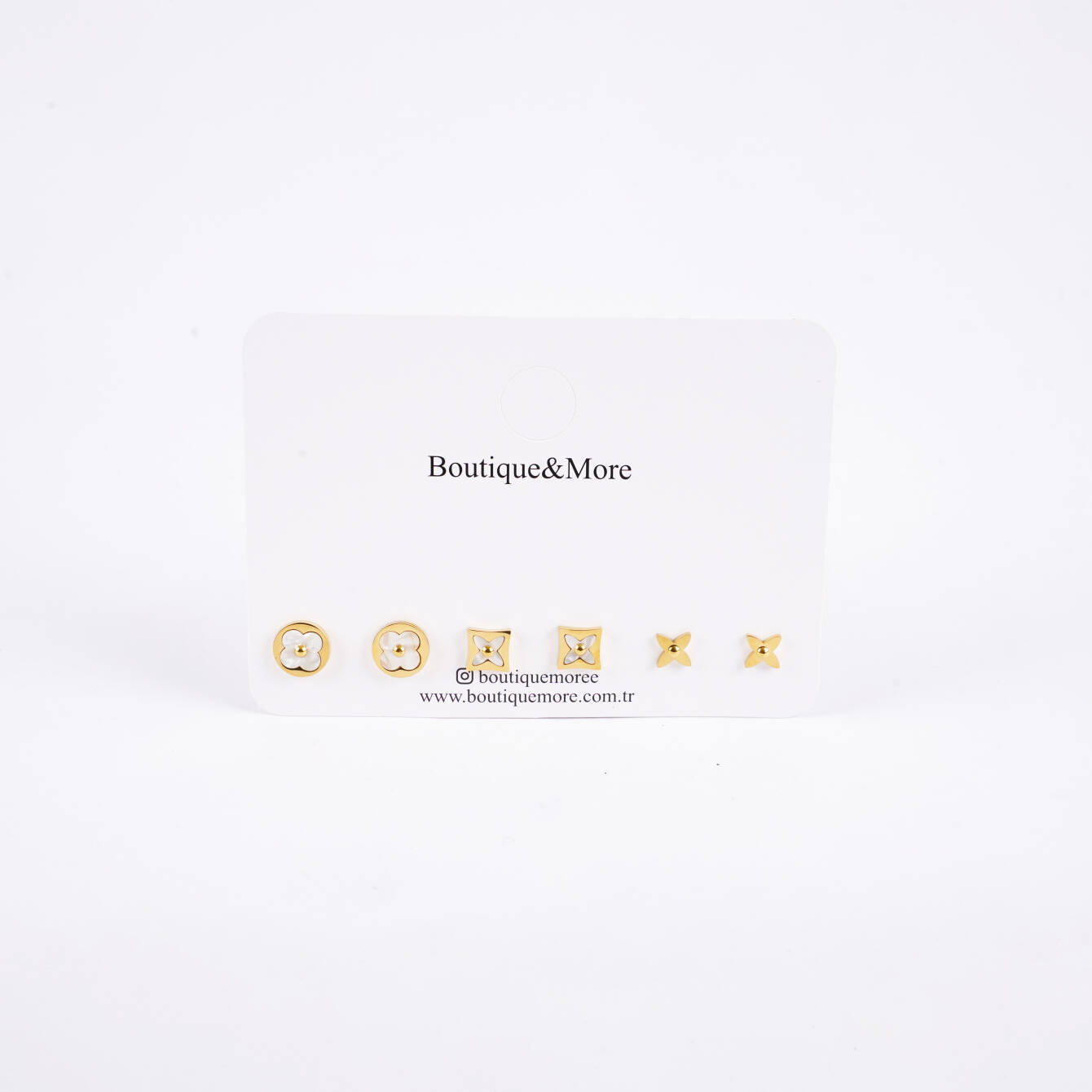 Altın Kaplama Çelik Çiçek Küpe Seti - 1