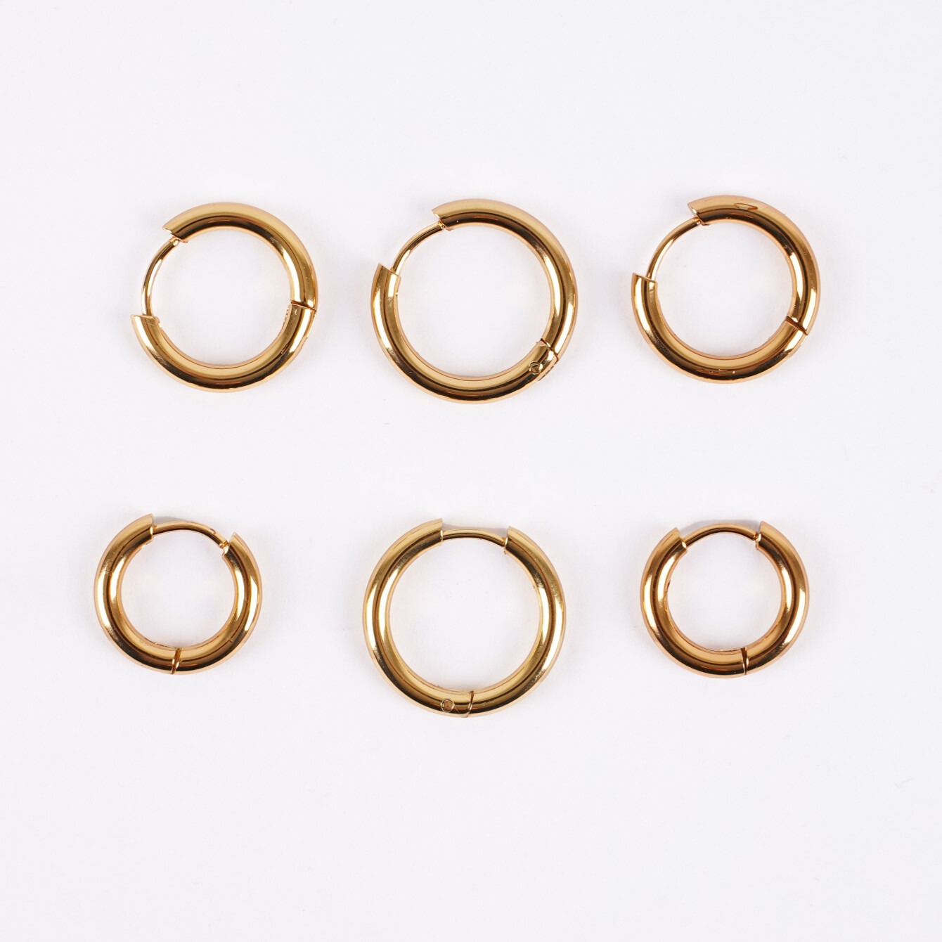 Altın Kaplama Çelik Halka Küpe Seti – 3 Farklı Boy - 2