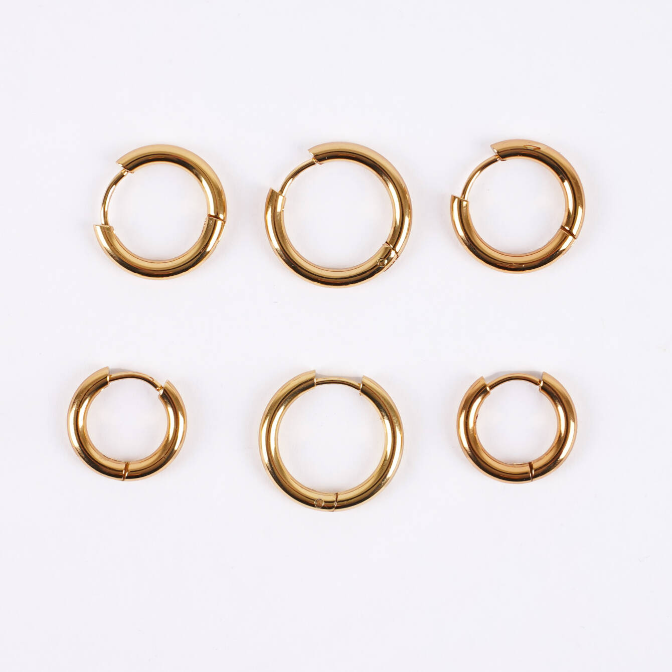 Altın Kaplama Çelik Halka Küpe Seti – 3 Farklı Boy - 2