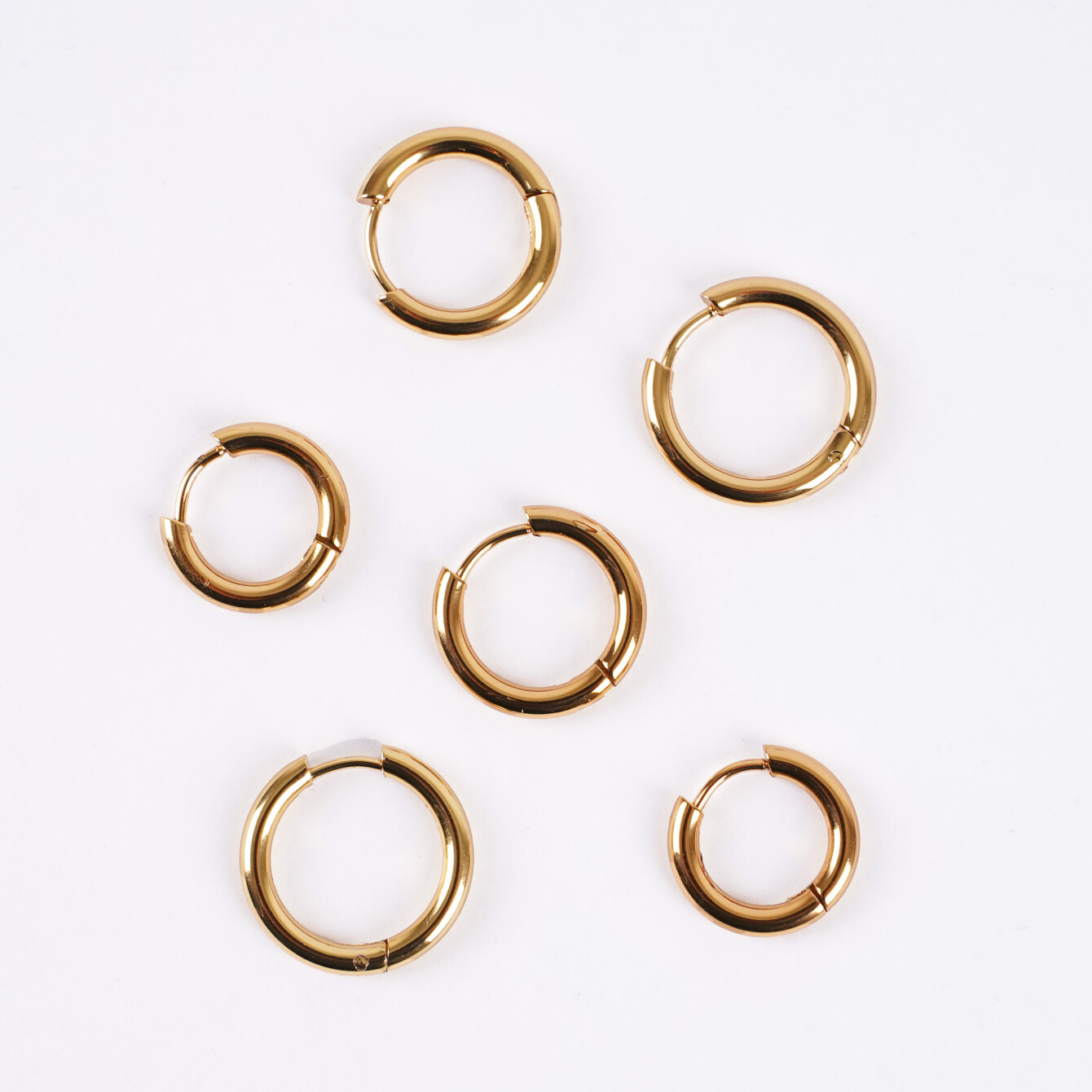 Altın Kaplama Çelik Halka Küpe Seti – 3 Farklı Boy - 3