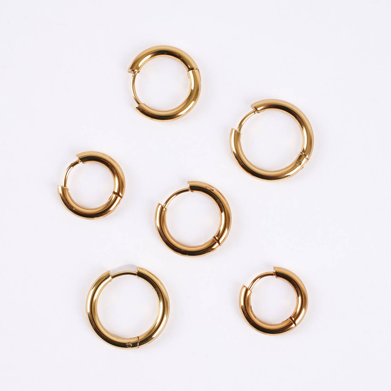 Altın Kaplama Çelik Halka Küpe Seti – 3 Farklı Boy - 3