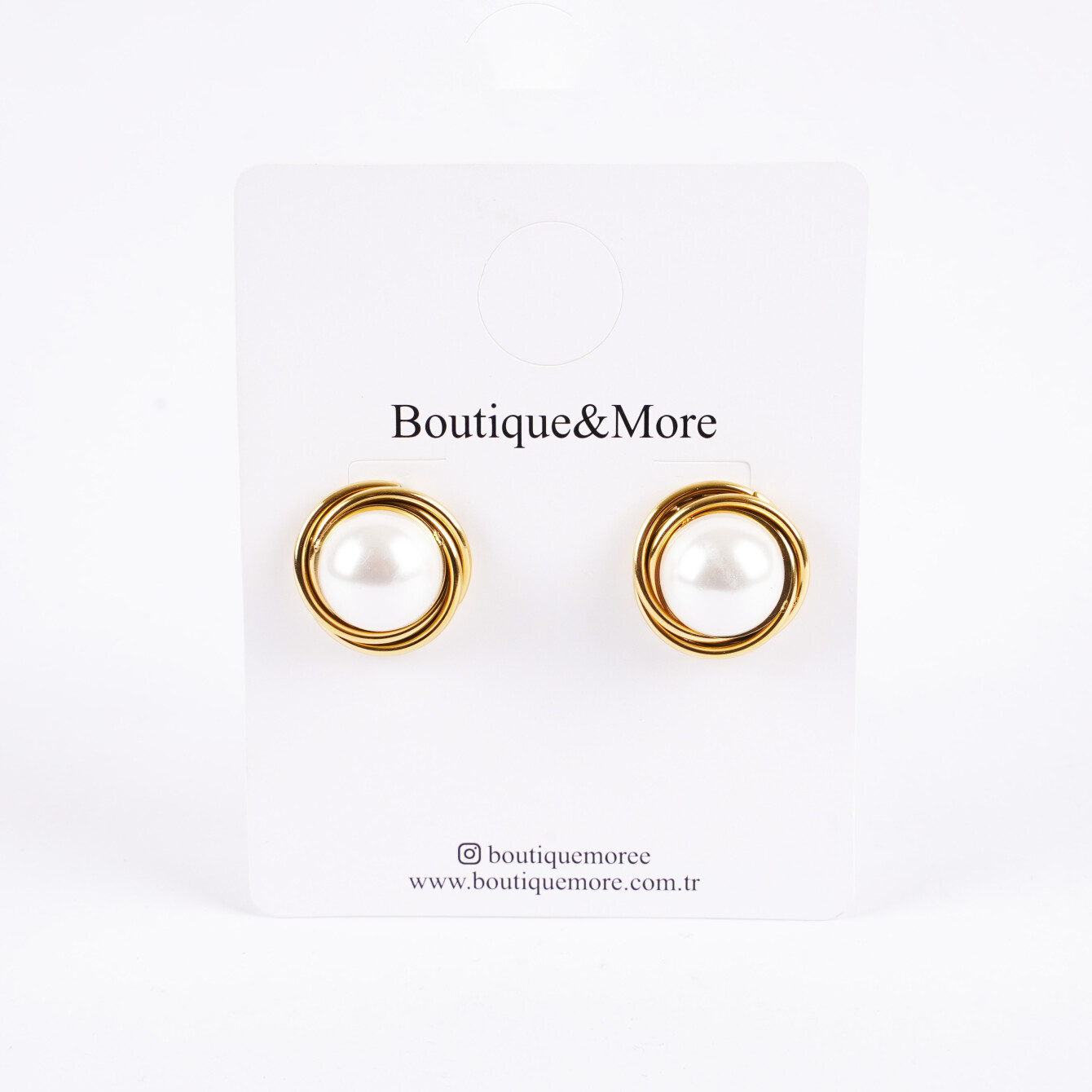 Altın Kaplama Çelik İnci Detaylı Şık Küpe - 