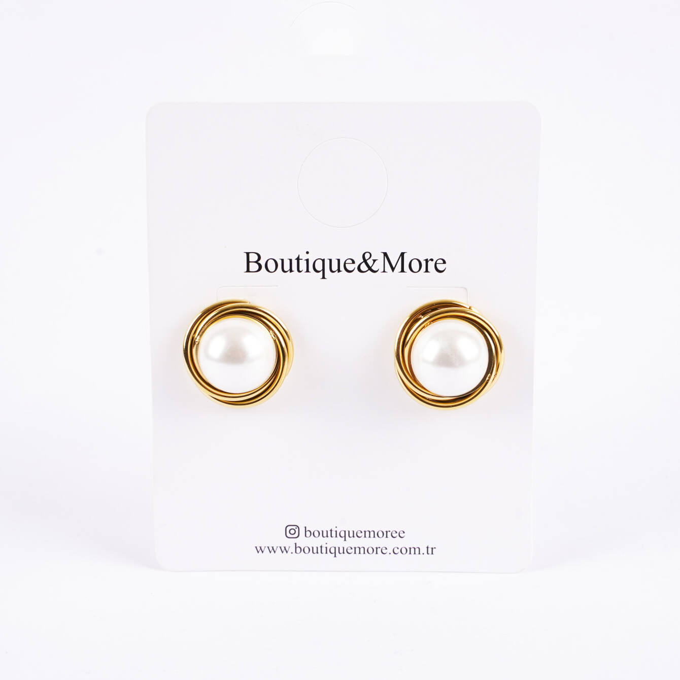 Altın Kaplama Çelik İnci Detaylı Şık Küpe - 1