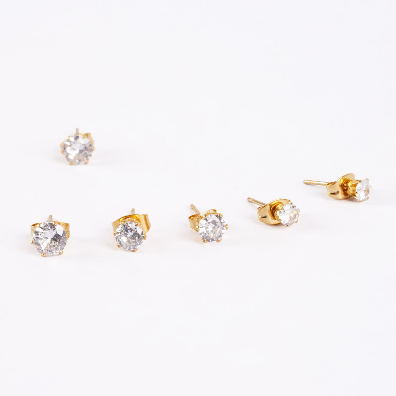 Altın Kaplama Çelik Taşlı Minimal Küpe Seti - 2