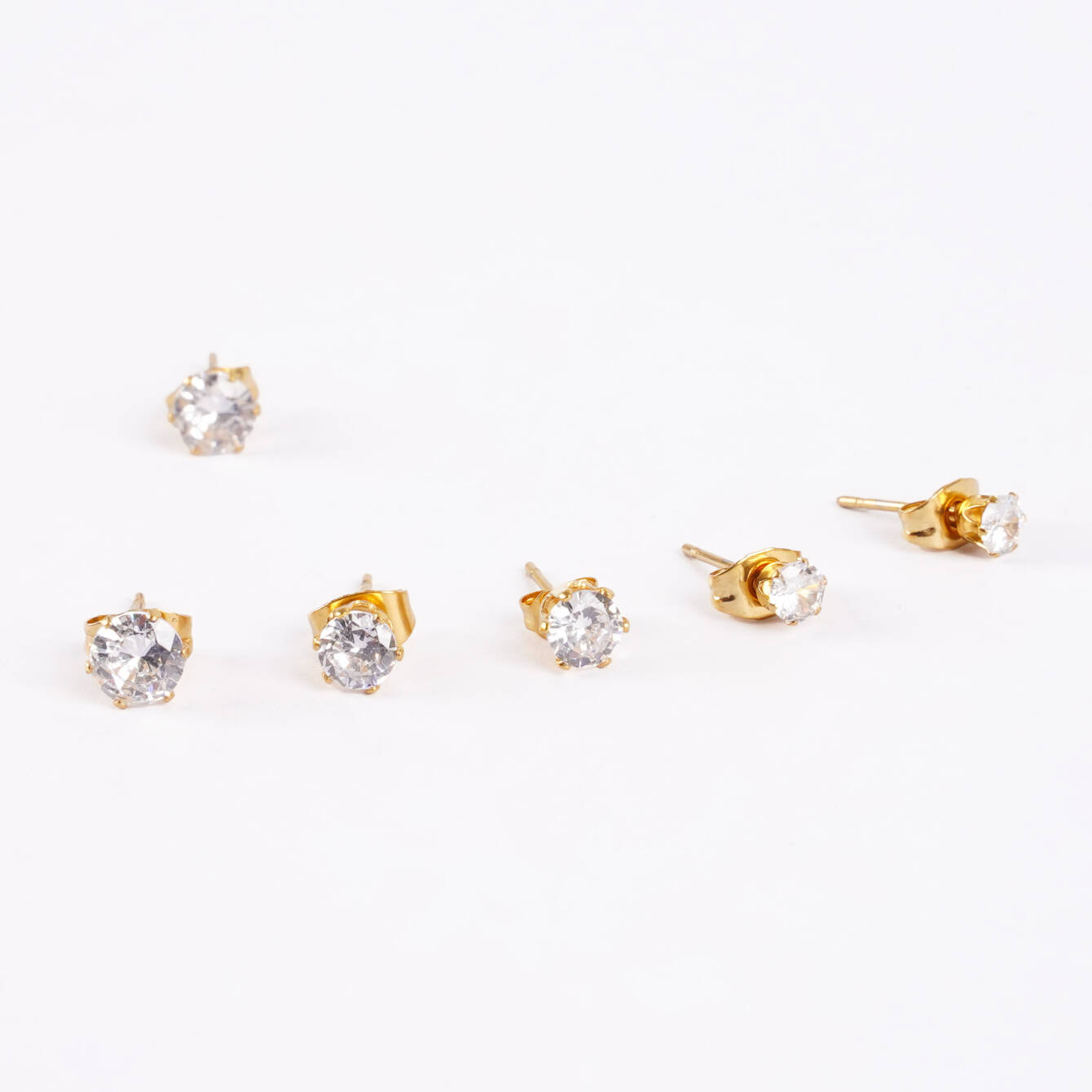 Altın Kaplama Çelik Taşlı Minimal Küpe Seti - 2