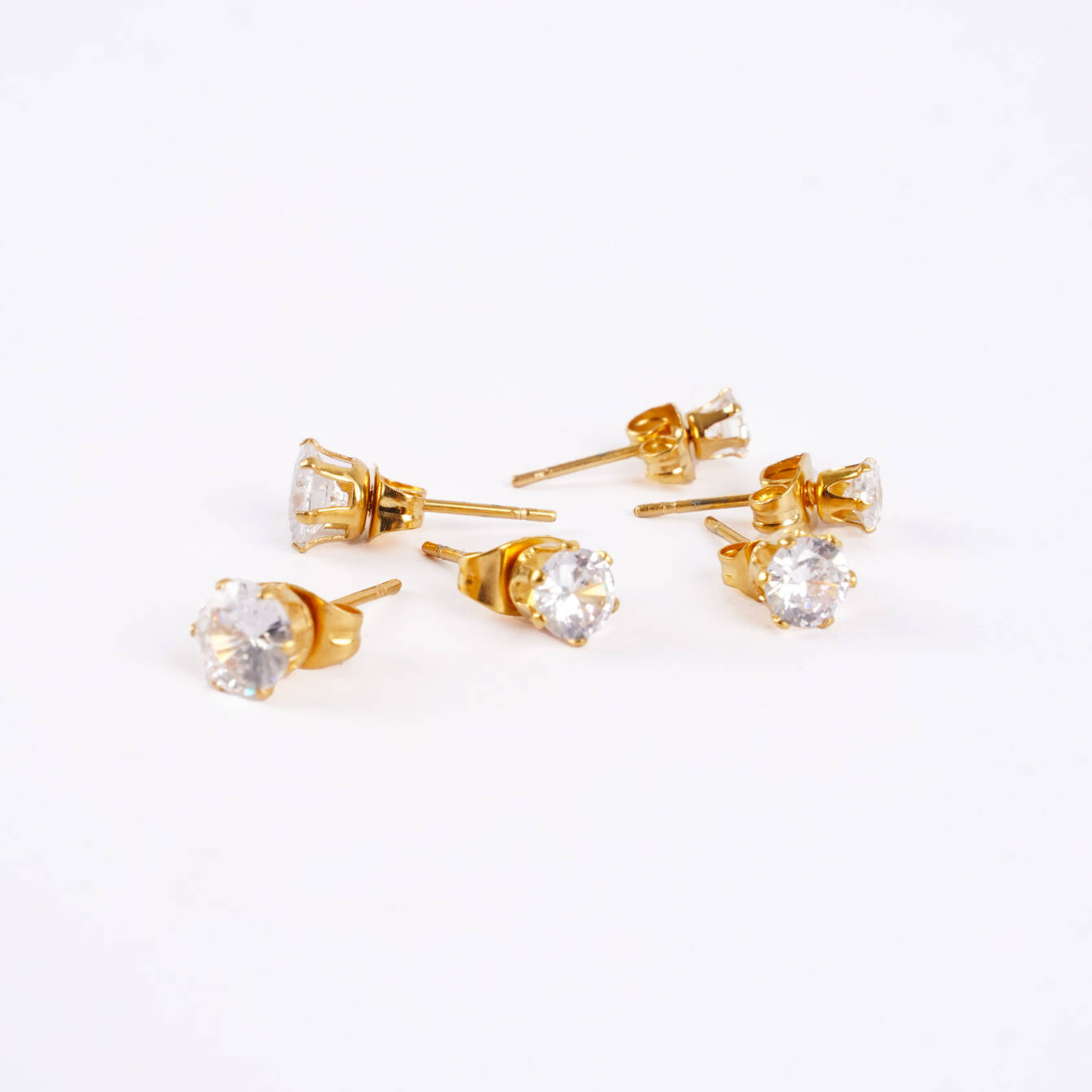 Altın Kaplama Çelik Taşlı Minimal Küpe Seti - 3