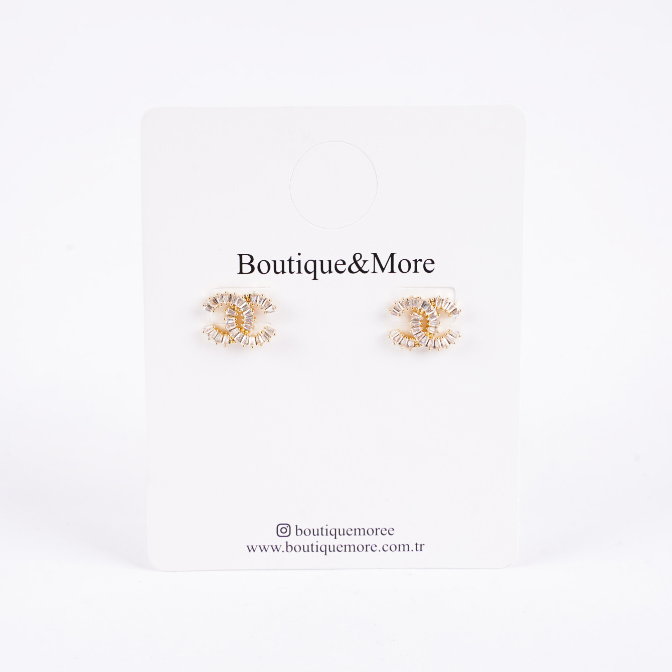 Altın Renkli Taşlı Küpe - 