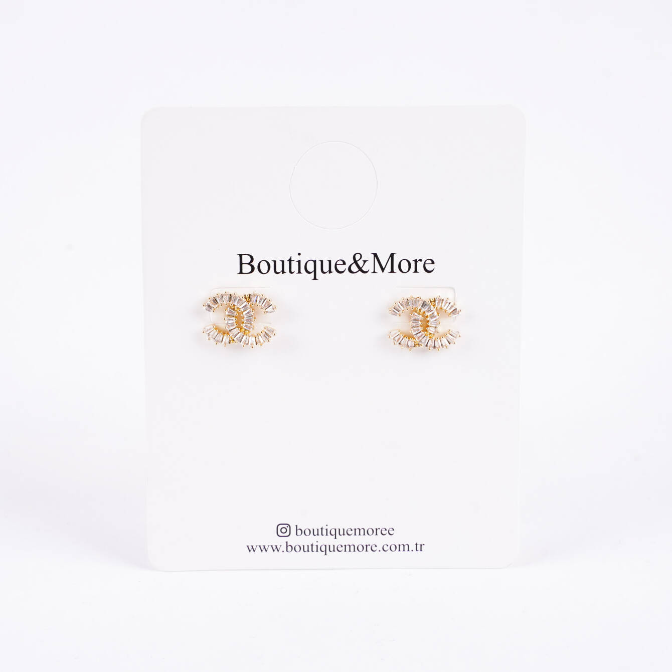 Altın Renkli Taşlı Küpe - 1