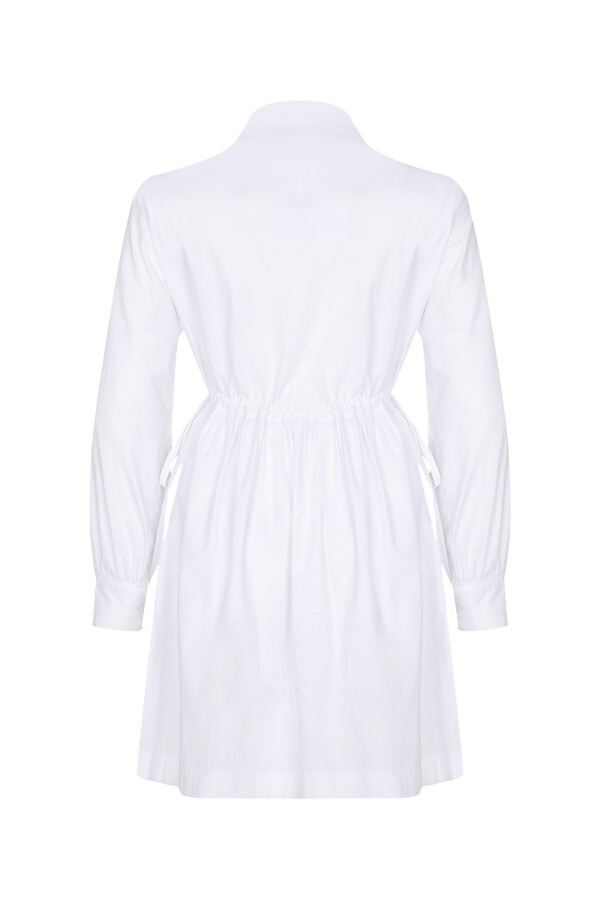 Beli Ayarlanabilir Nakışlı Tunik Beyaz - 3