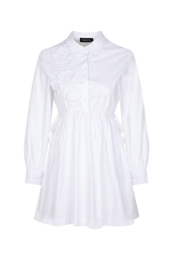 Beli Ayarlanabilir Nakışlı Tunik Beyaz - 1