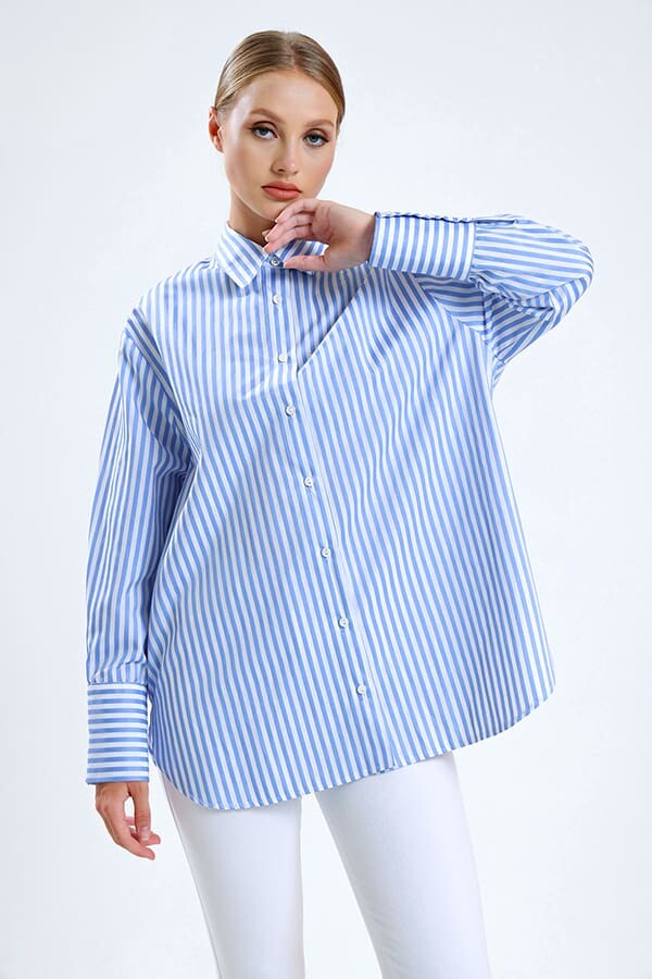 Çizgili Poplin Tunik - 2