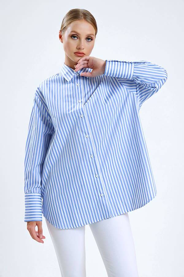 Çizgili Poplin Tunik - 2