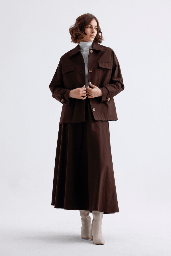 Gabardin Ceket Takım Kahve - 3