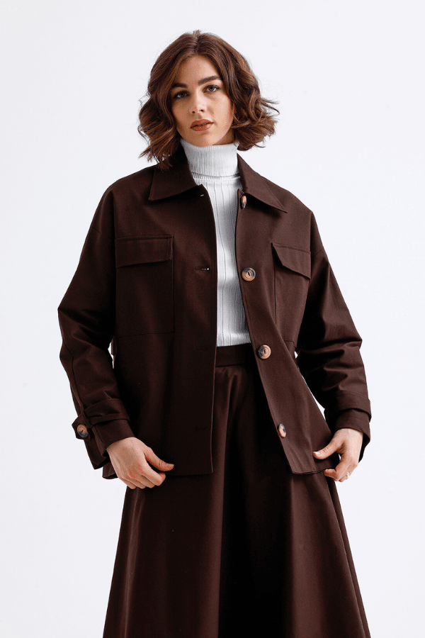 Gabardin Ceket Takım Kahve - 1