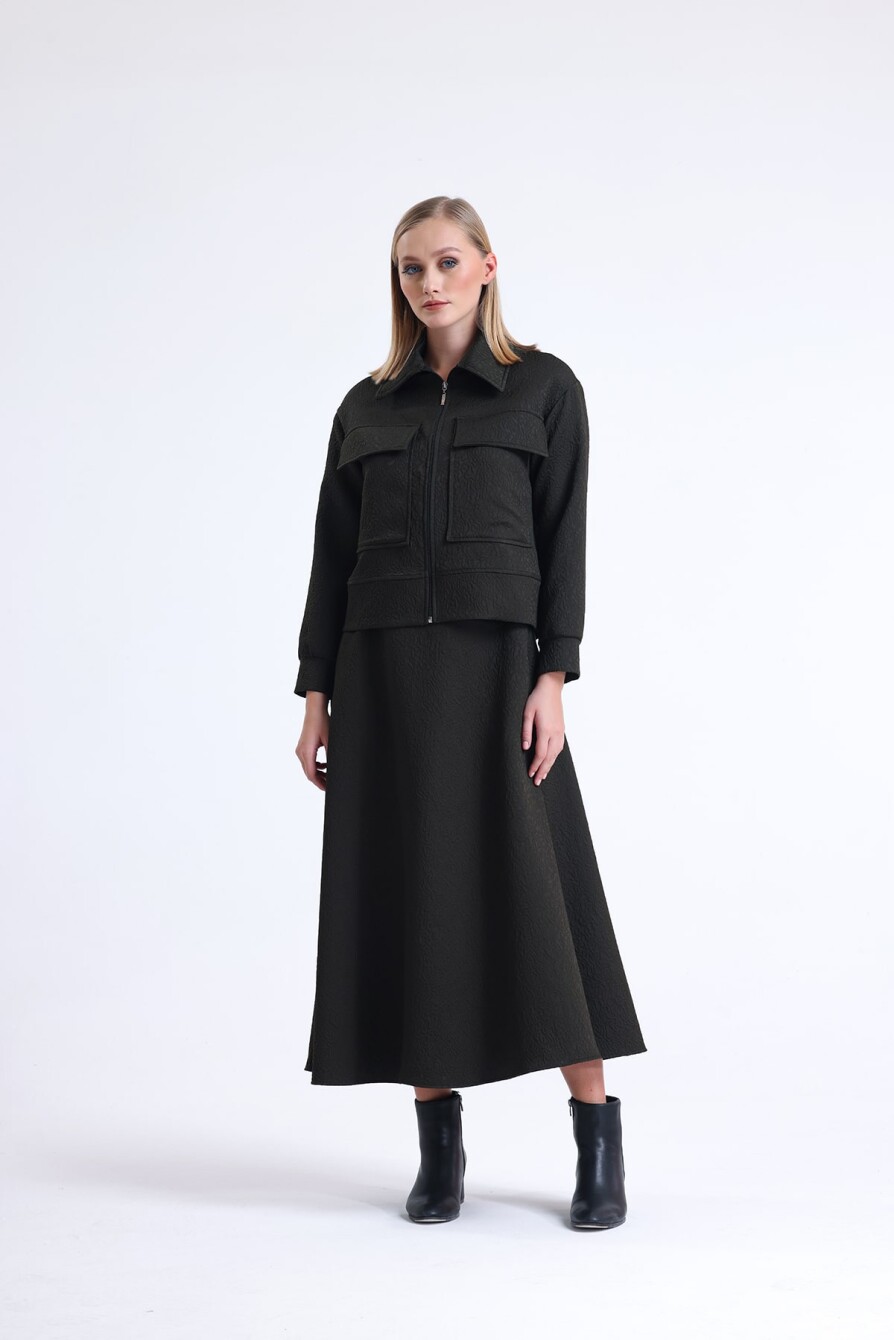 Gofre Dokulu Ceket Takım Haki - 2