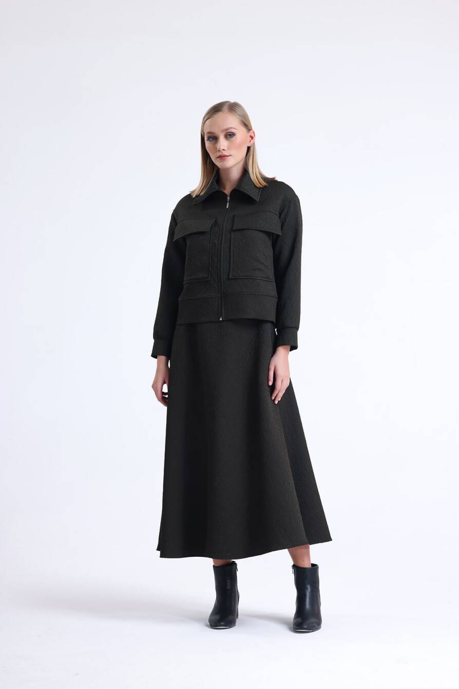 Gofre Dokulu Ceket Takım Haki - 2