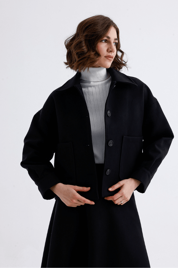 Kaşe Ceket Takım Siyah - 