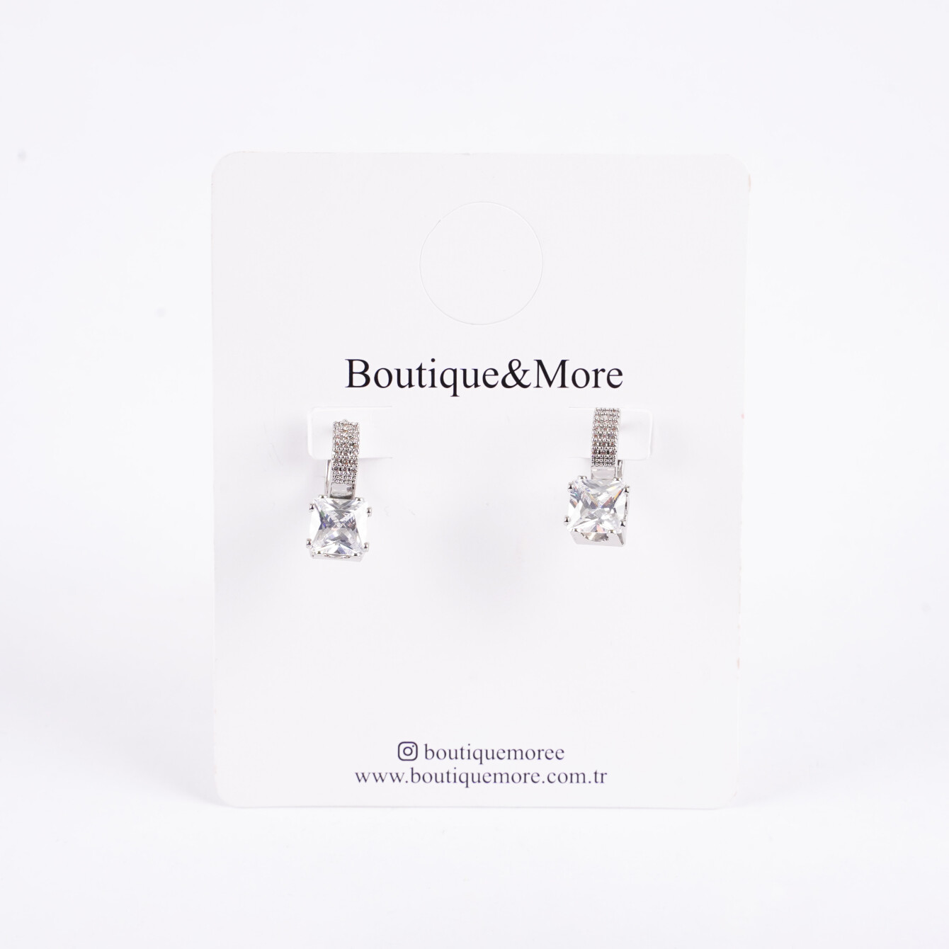 Minimal Kare Tektaş Küpe - Zarif Tasarım - 