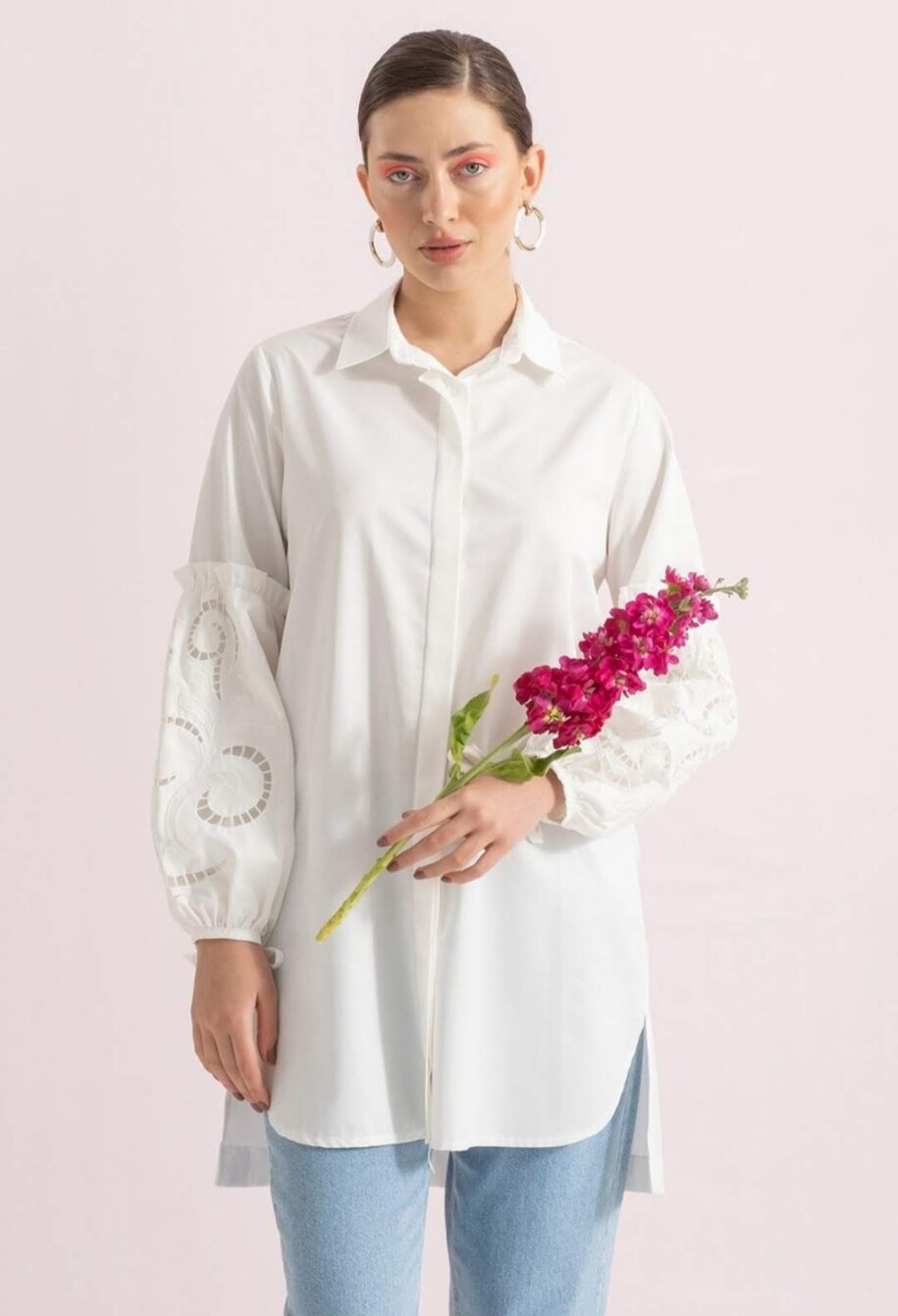 Nakışlı Poplin Tunik - 