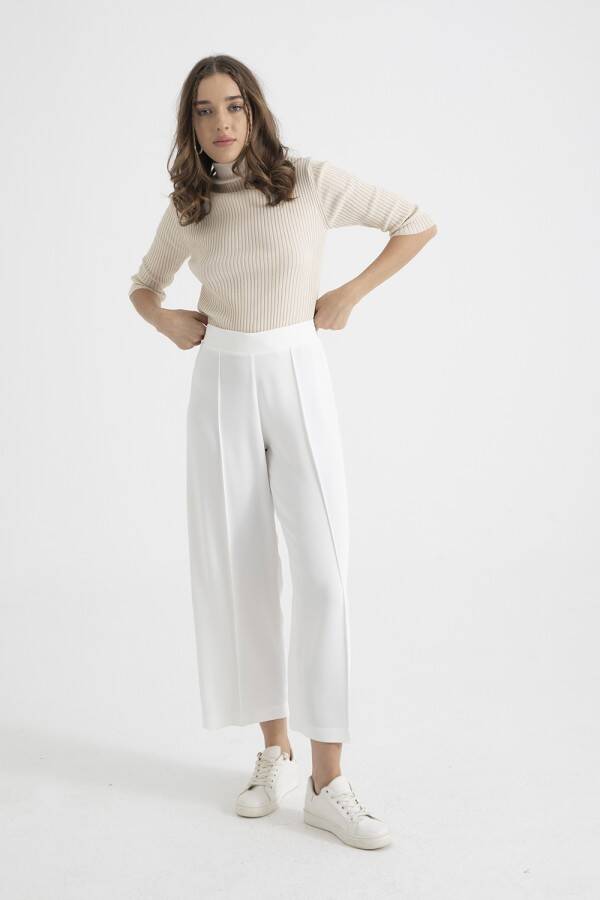 Nervürlü Pantolon Beyaz - 2