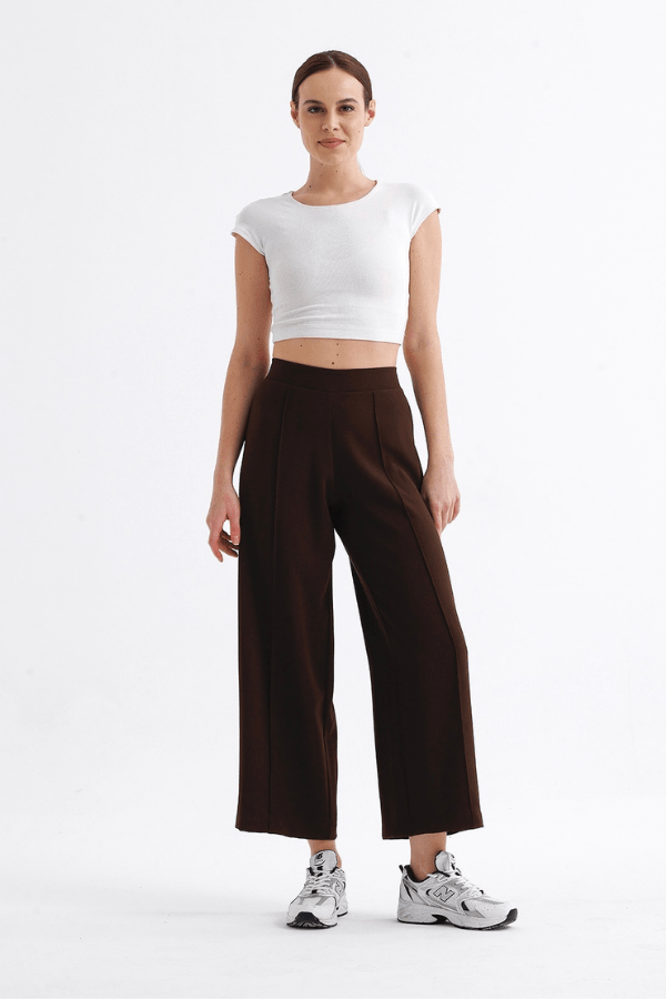 Nervürlü Pantolon Kahve - 1