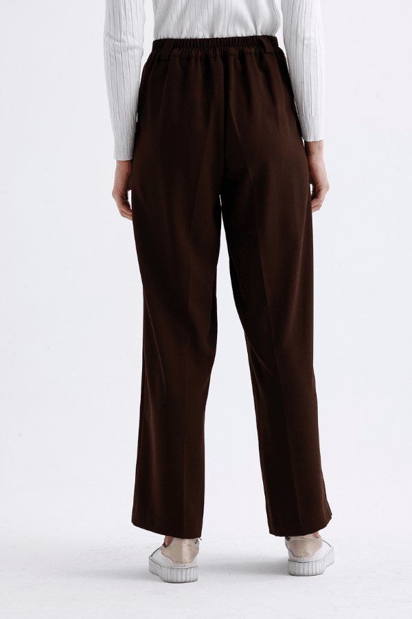 Palazzo Krep Pantolon Kahve - 4