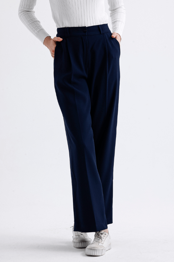Palazzo Krep Pantolon Lacivert - 2