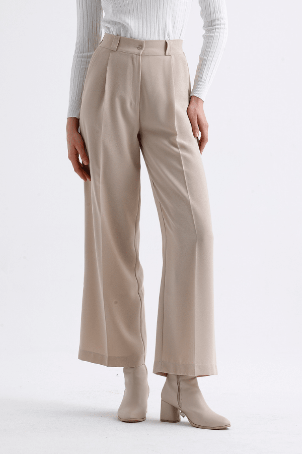 Palazzo Krep Pantolon Vizon - 3
