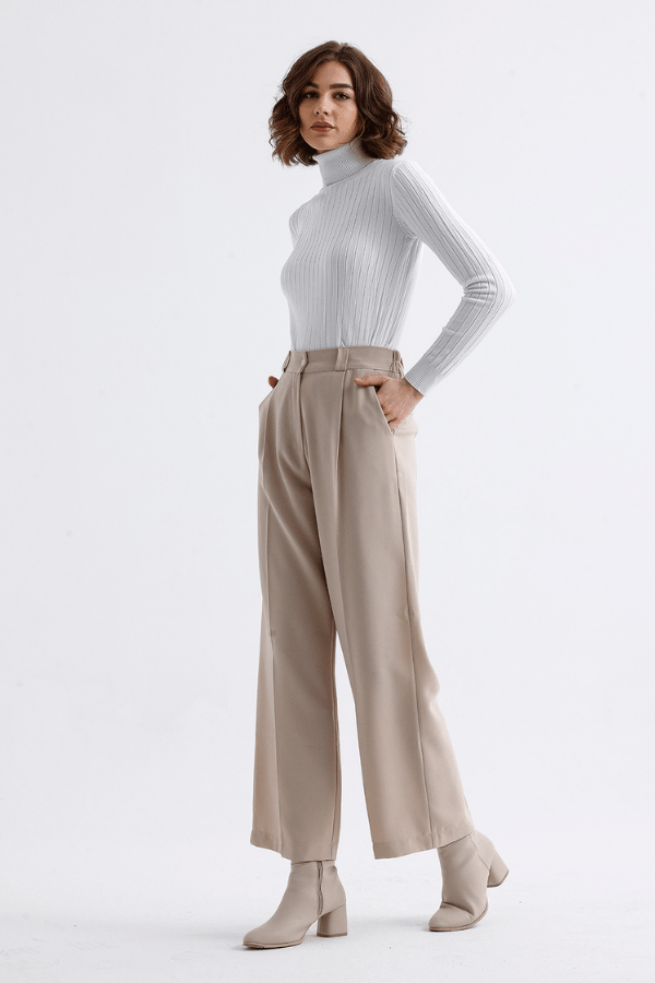 Palazzo Krep Pantolon Vizon - 2