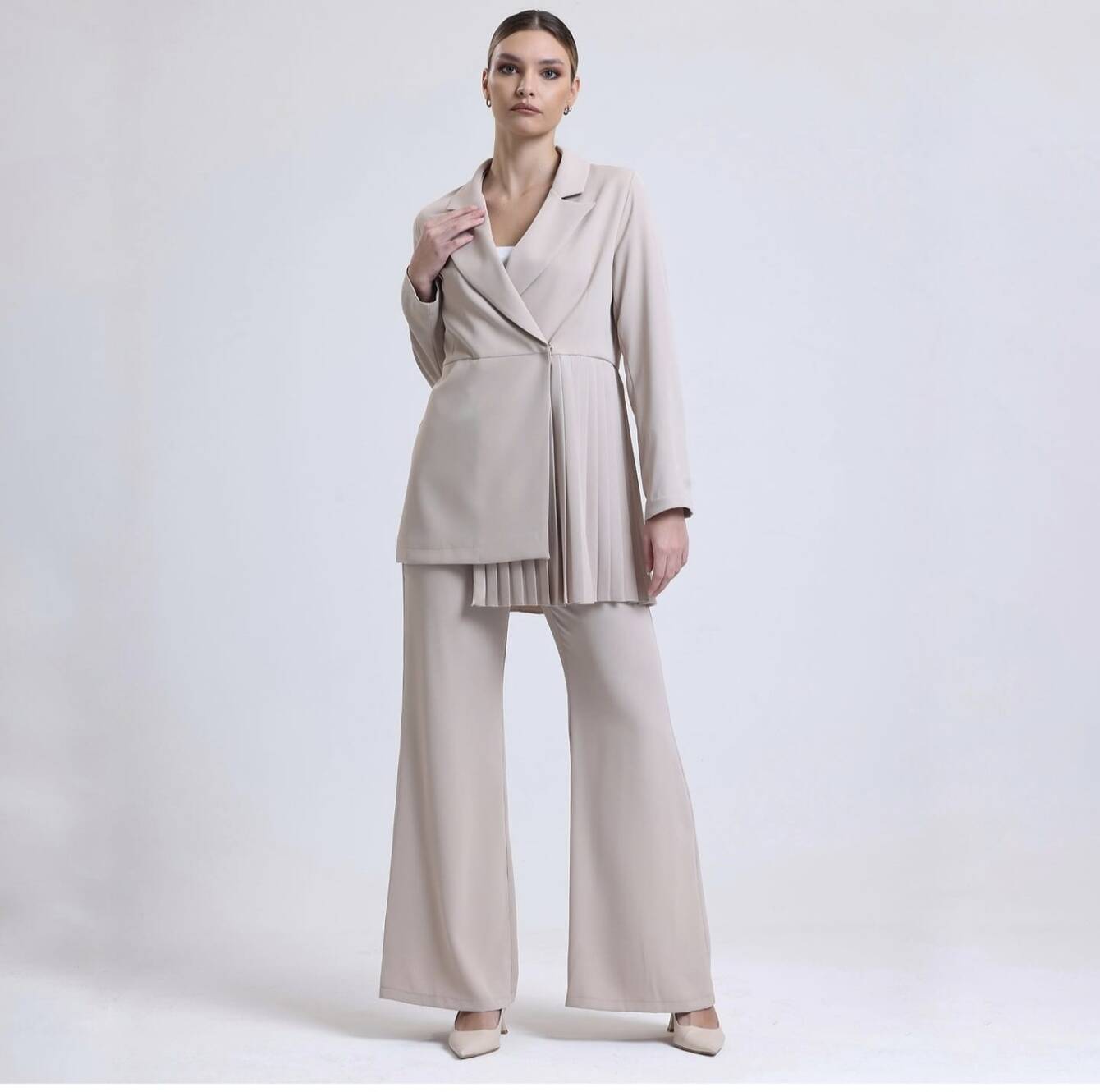 Pliseli Taş Rengi - 1